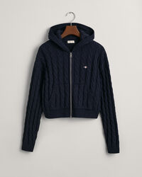 Teen Girls ‑malliston lyhyt palmikkoneulottu Shield-vetoketjuhuppari