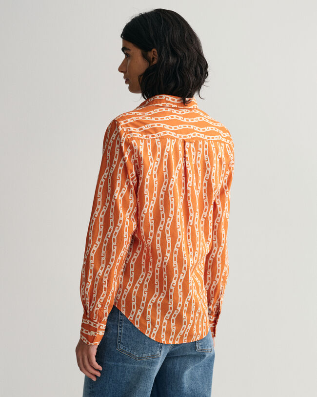 Regular&nbsp;fit ‑mitoitettu Chain-printtipaita puuvillavoileeta