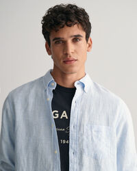 Regular fit ‑mitoitettu raidallinen pellavapaita