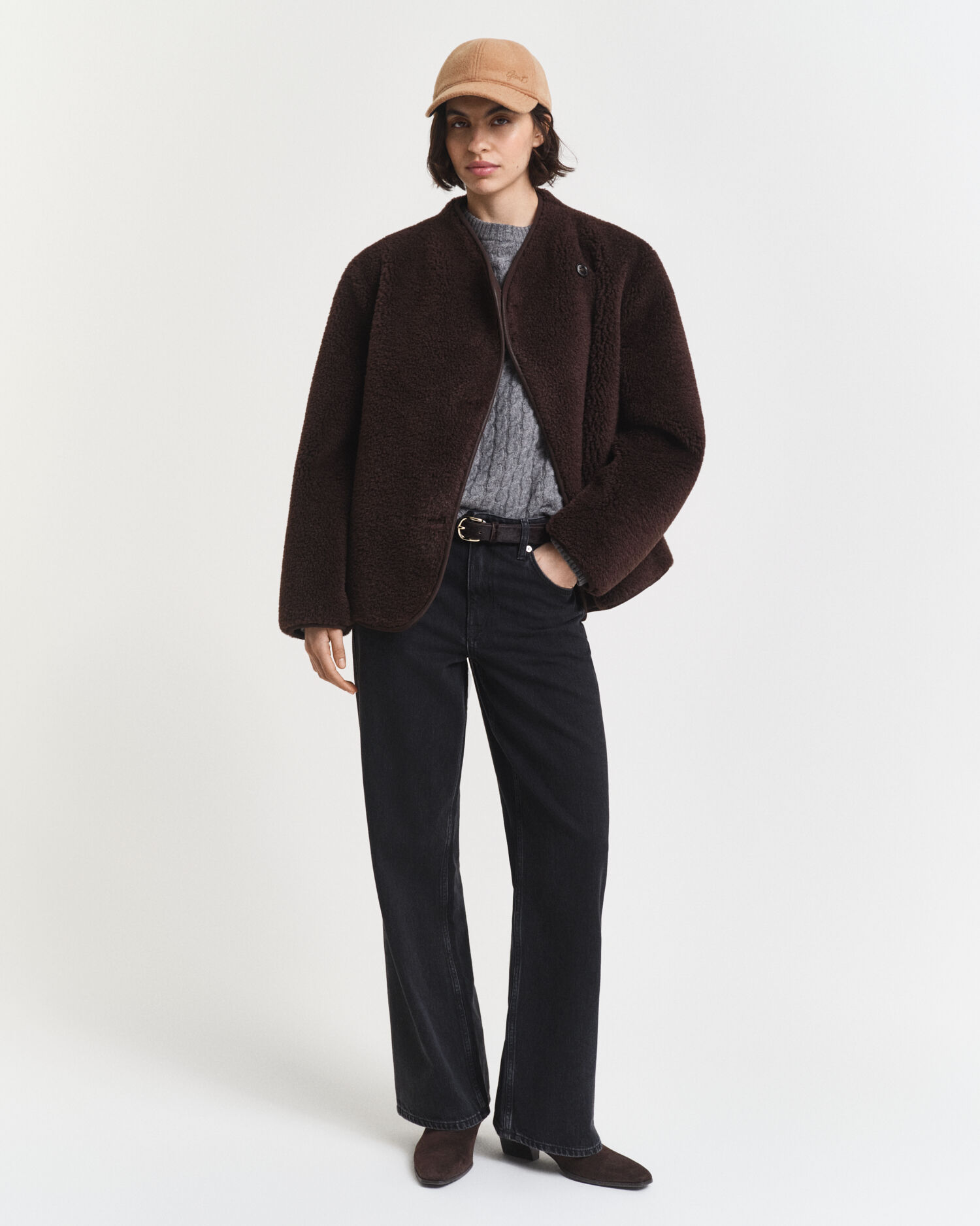 Kašmirvillainen palmikkoneulepusero, pyöreä pääntie