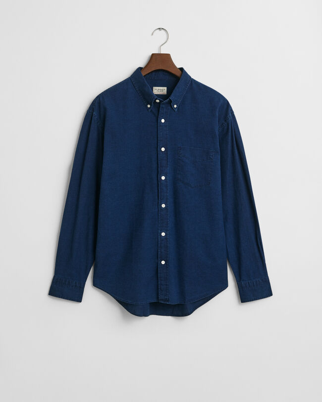 V&auml;lj&auml; indigonsininen oxford‑paita