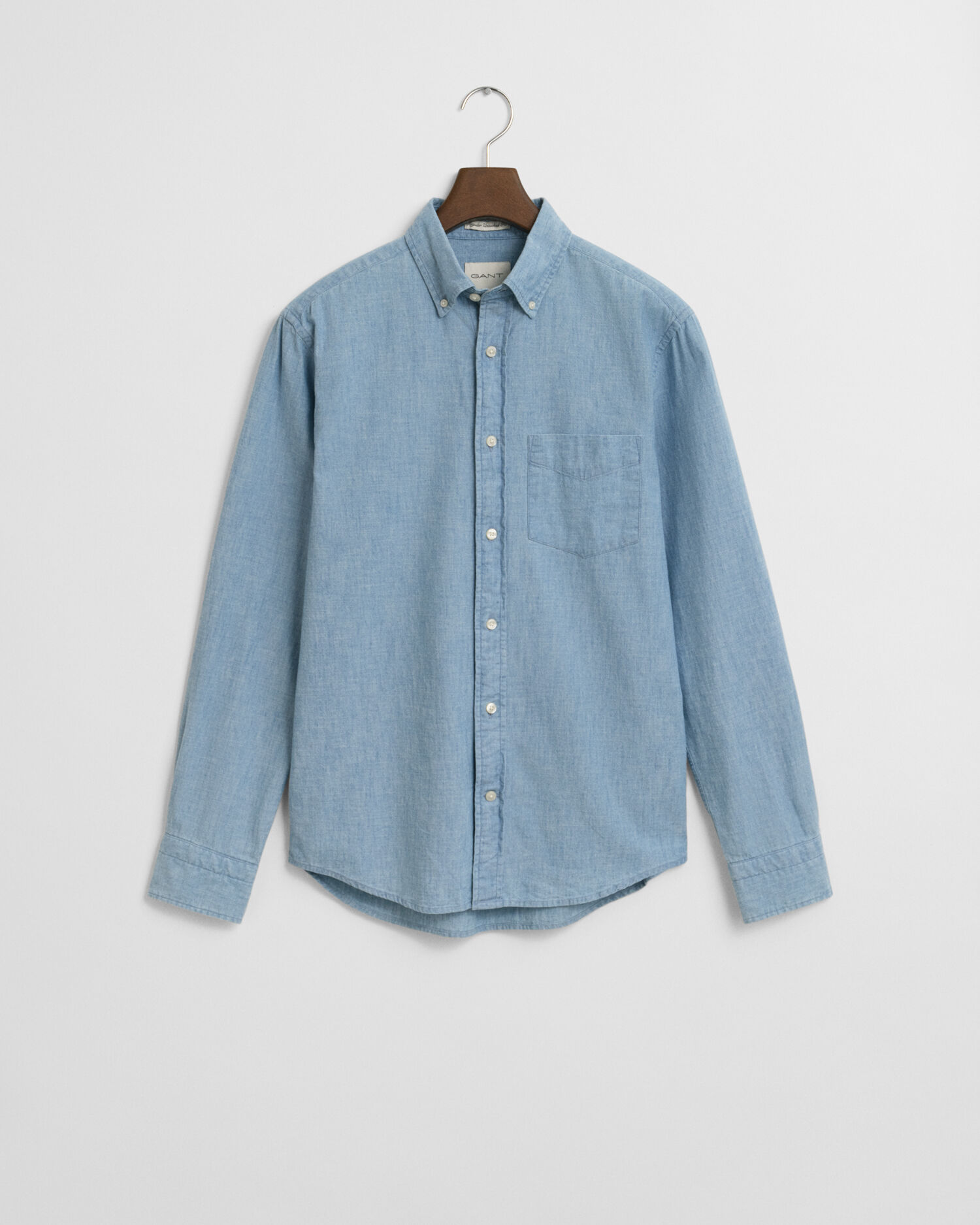 Regular fit ‑mitoitettu indigonsininen chambray-paita