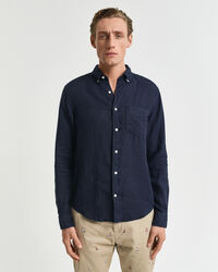 Regular fit ‑mitoitettu valmiina värjätty pellavapaita