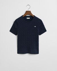 Teen Girls -malliston joustopuuvillainen lyhythihainen palmikkoneulepusero