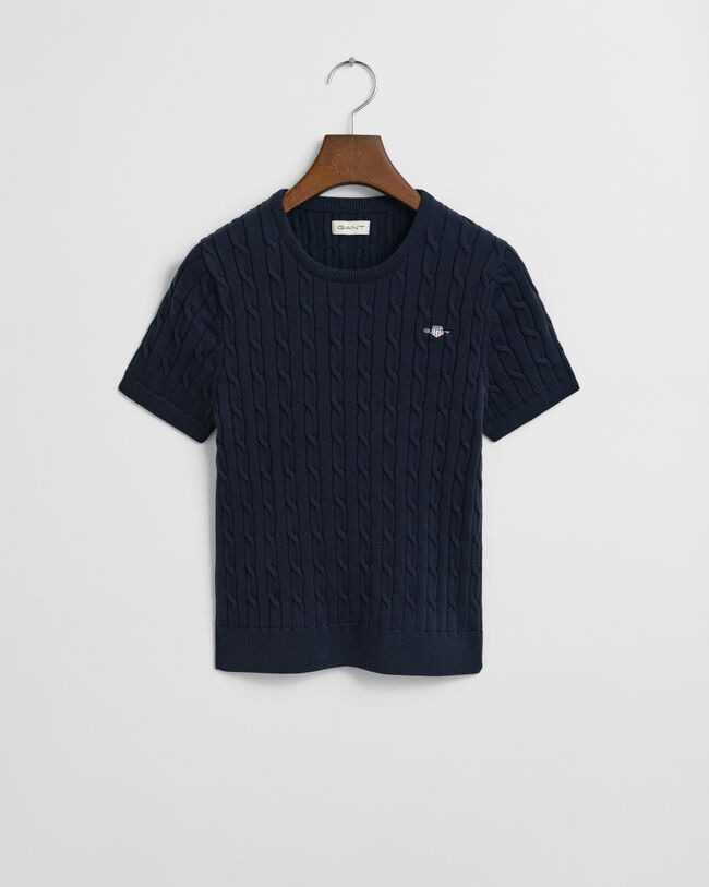 Teen Girls -malliston joustopuuvillainen lyhythihainen palmikkoneulepusero