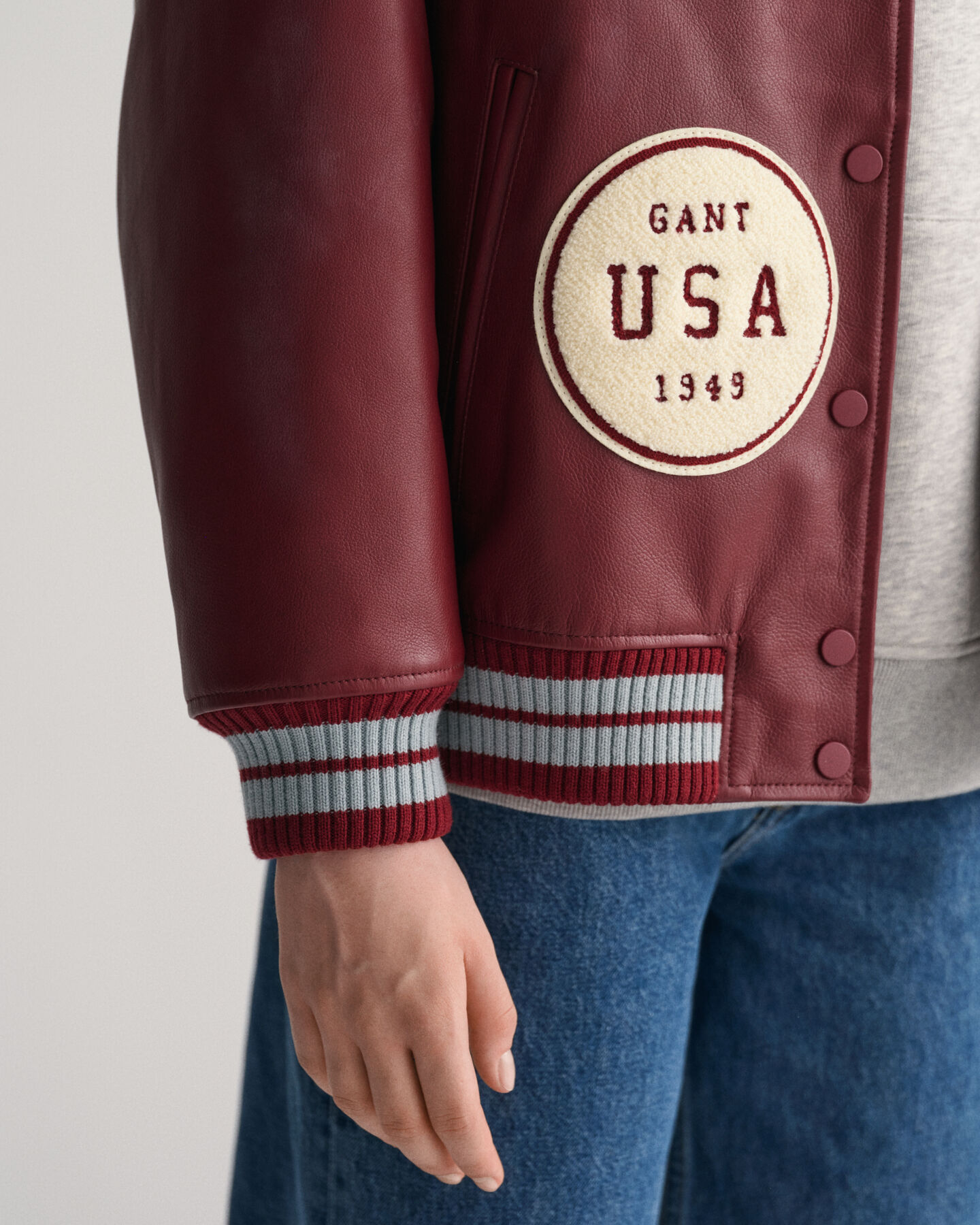 Nahkainen GANT Varsity Jacket ‑takki