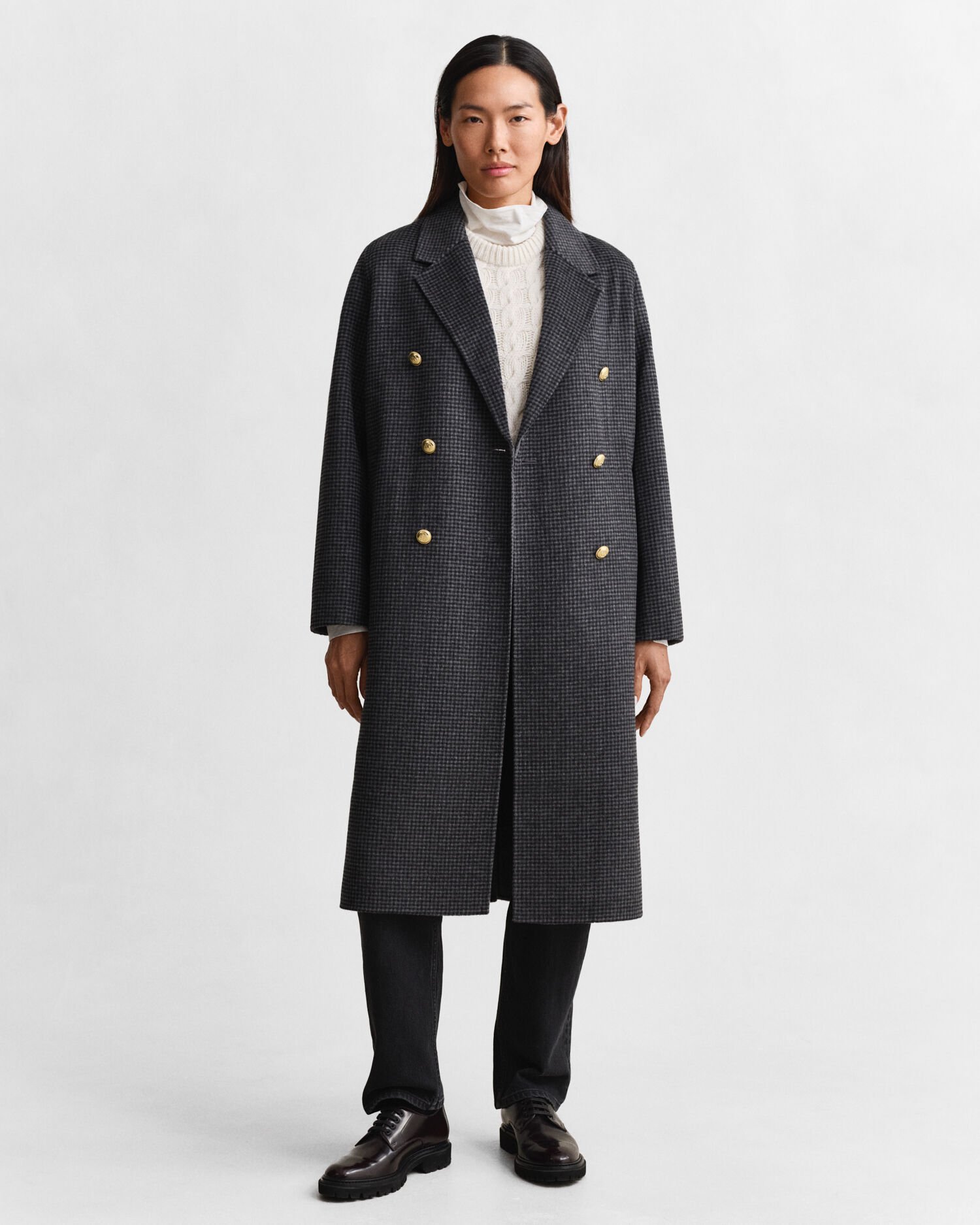 Ruudullinen käsin tikattu takki