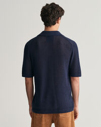 Lyhythihainen ribbineulottu pellavasekoitepikeepaita