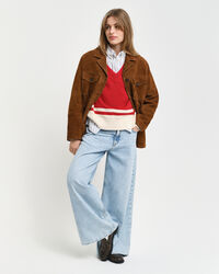 Relaxed fit ‑mitoitettu mokkanahkableiseri