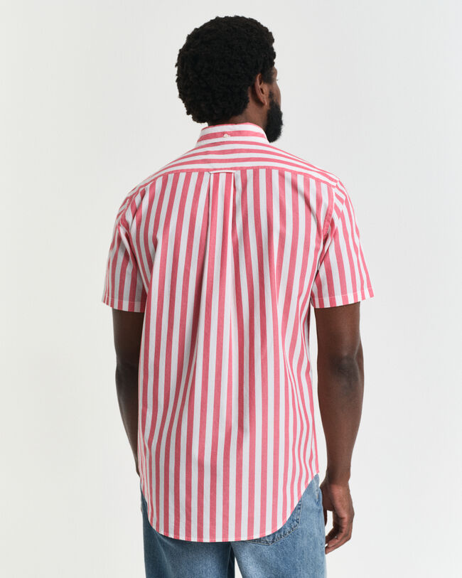 Regular&nbsp;fit ‑mitoitettu lyhythihainen klassinen popliiniraitapaita