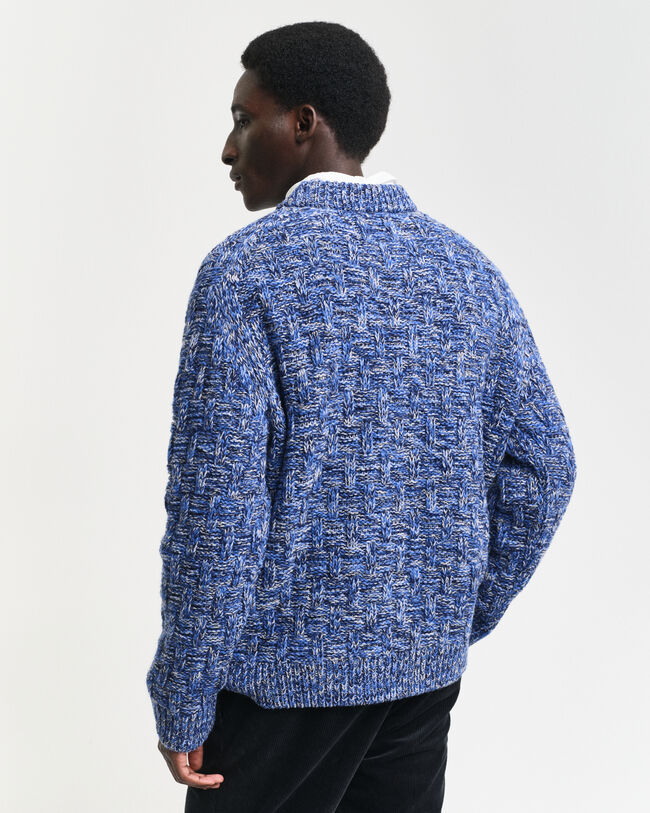 Kohopintainen villasekoiteneule, pyöreä pääntie