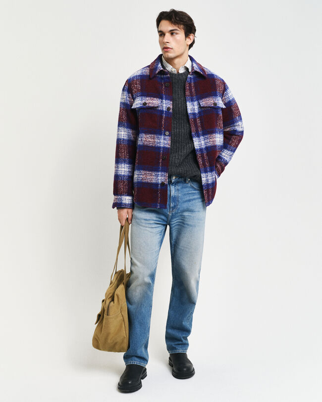 Ruudullinen villasekoitepusakka