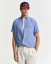 Regular fit ‑mitoitettu lyhythihainen paita puuvillapellavaa