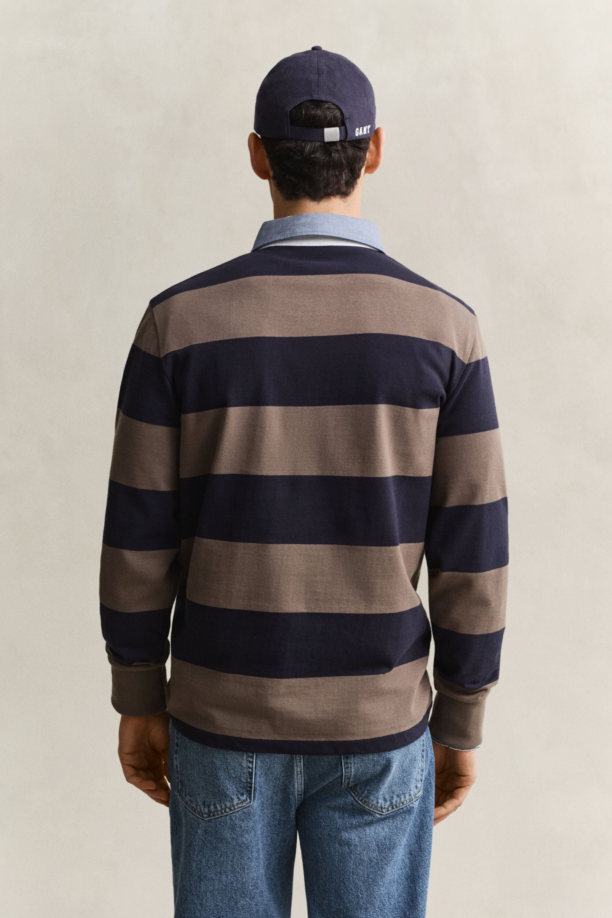 Raidallinen Heavy Rugger ‑paita chambray-kauluksella
