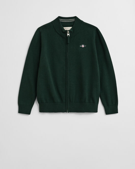 Kids-malliston vetoketjullinen Shield-puuvillaneuletakki