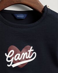 Girls‑malliston Script ‑t‑paita sydänkuviolla