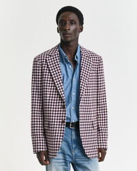 Regular fit ‑mitoitettu ruudullinen puuvillasekoitebleiseri