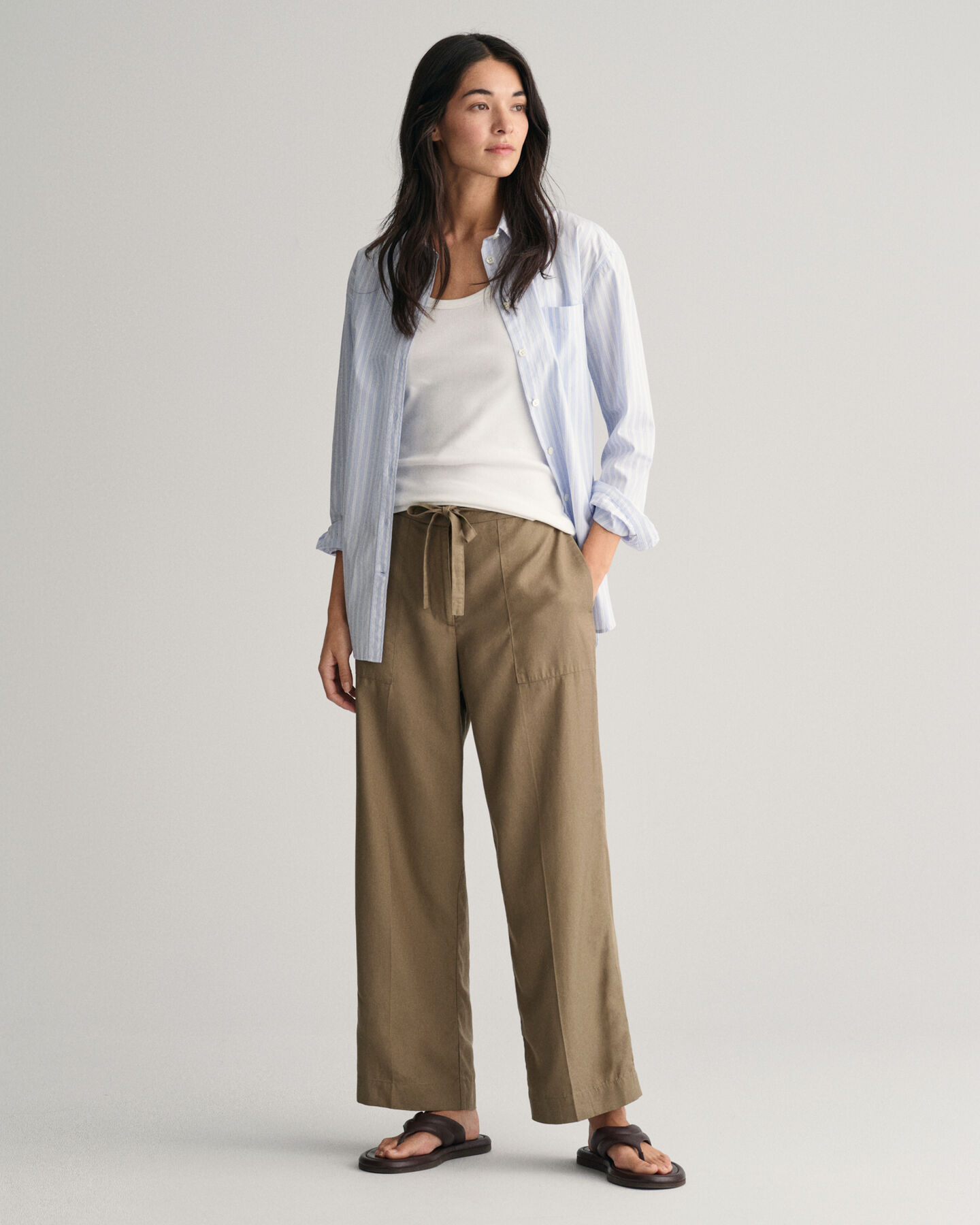 Relaxed Fit Tie Waist Pants