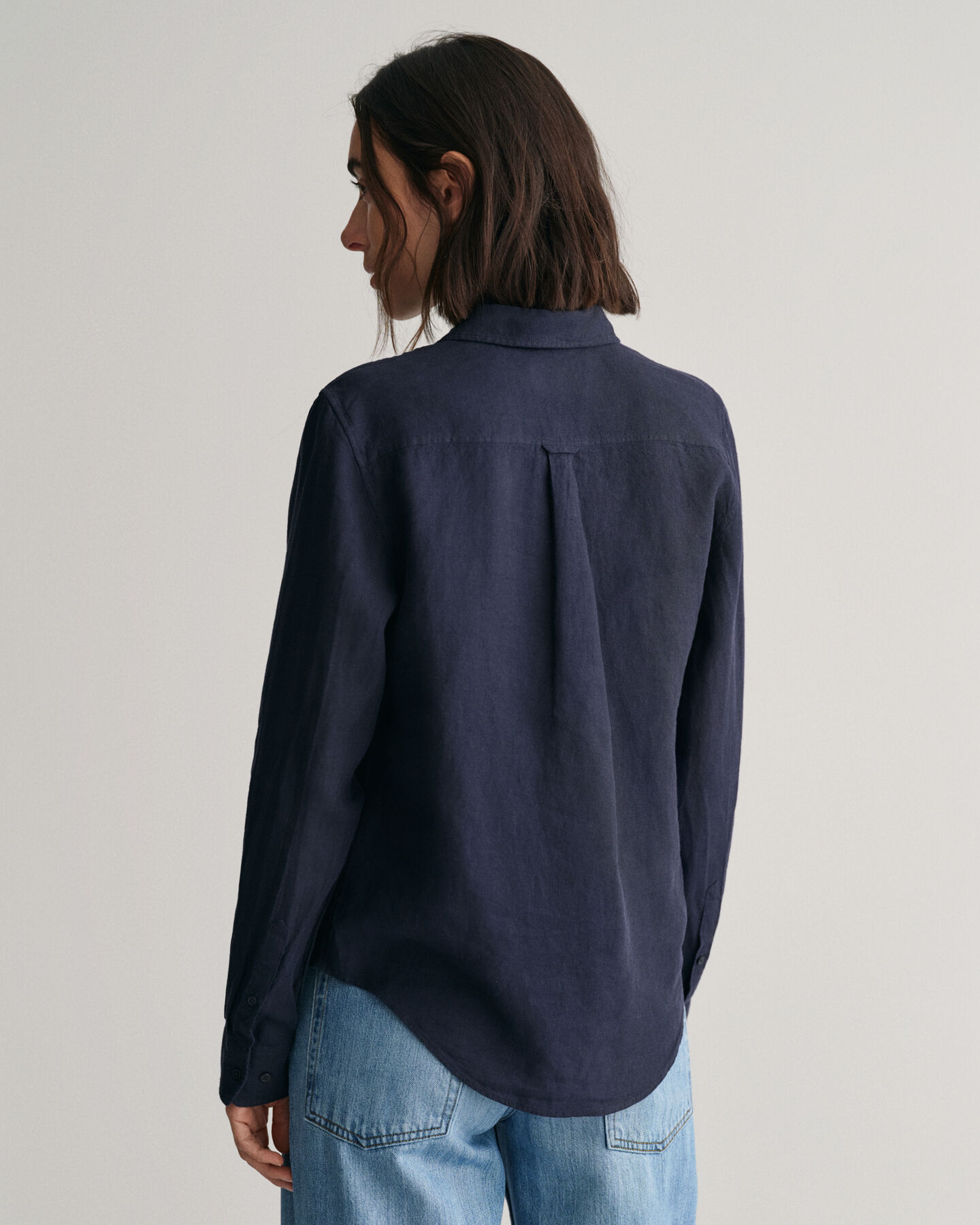 Regular fit ‑mitoitettu pellavainen chambray-paita
