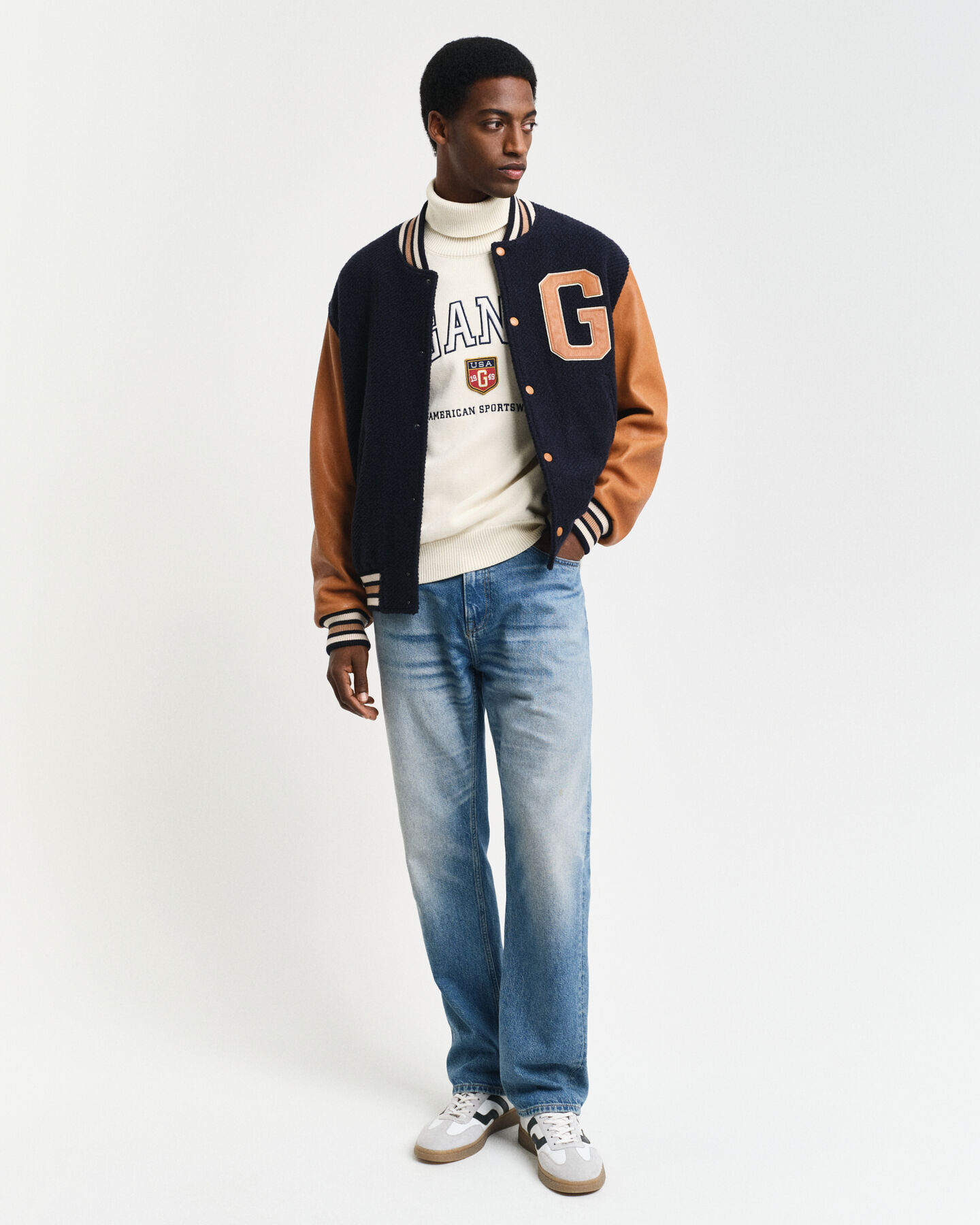 GANT Varsity Jacket ‑takki villaa ja nahkaa