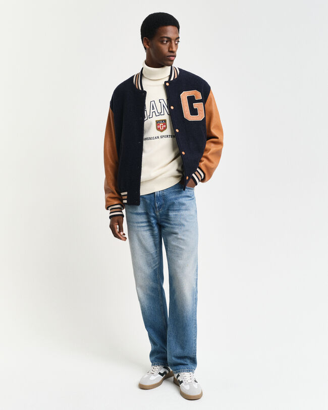GANT Varsity Jacket ‑takki villaa ja nahkaa