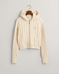 Teen Girls ‑malliston lyhyt palmikkoneulottu Shield-vetoketjuhuppari