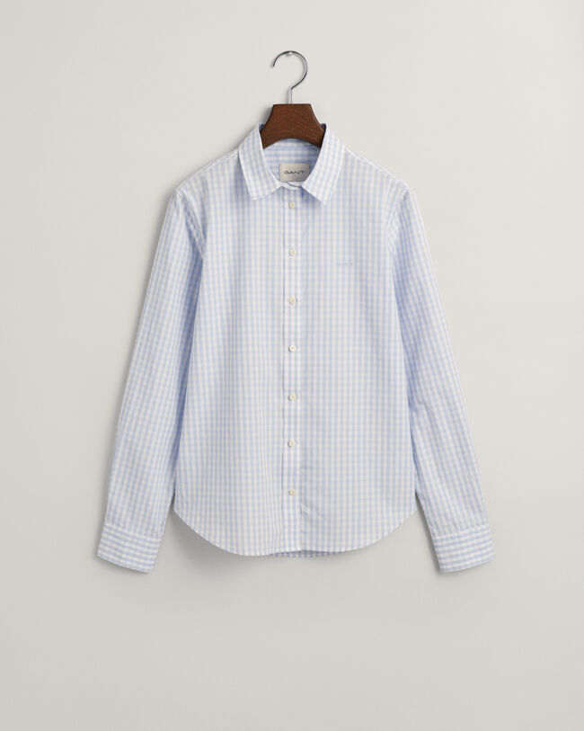 Regular fit ‑mitoitettu gingham-ruutuinen popliinipaita
