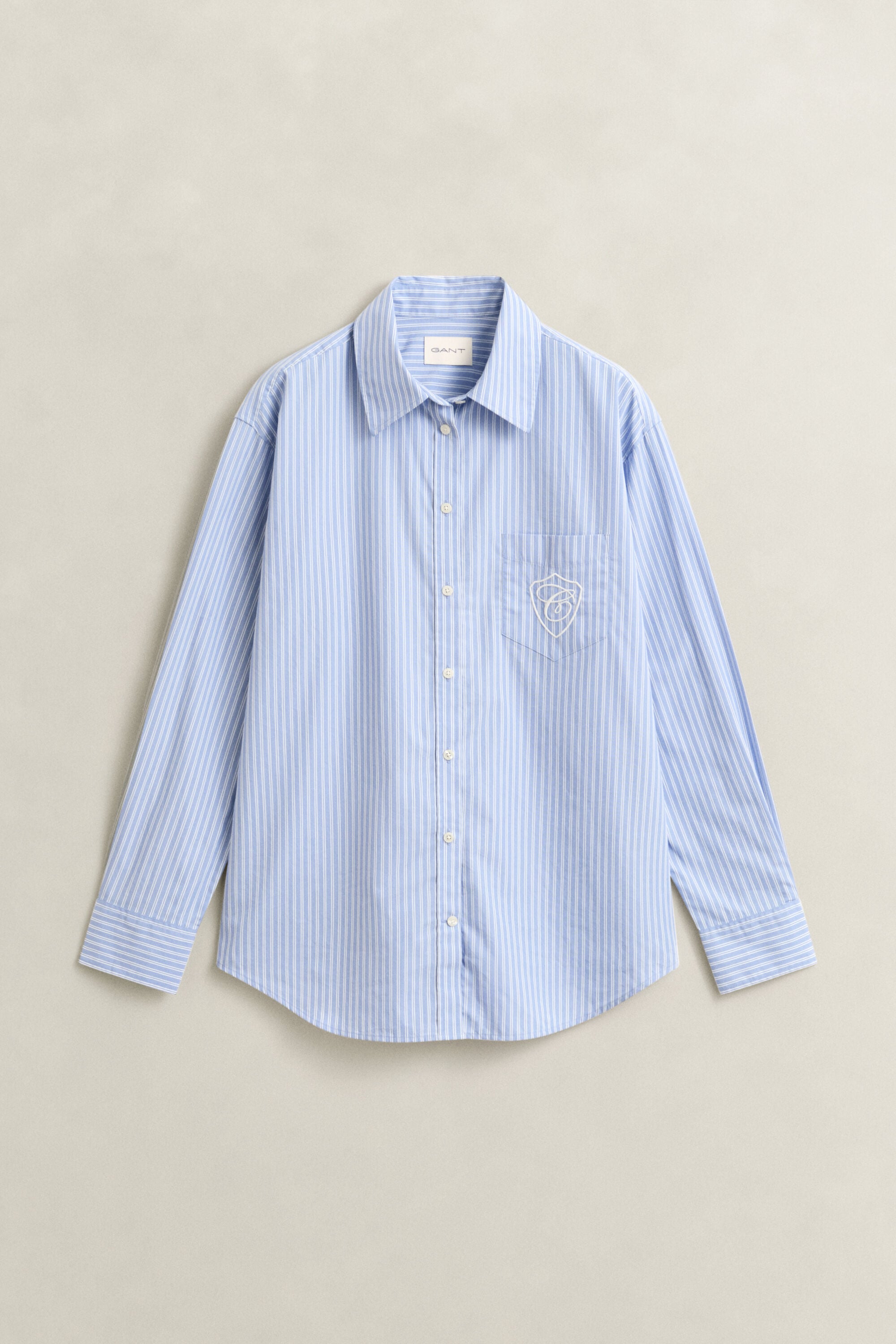 Relaxed fit ‑mitoitettu klassinen popliiniraitapaita