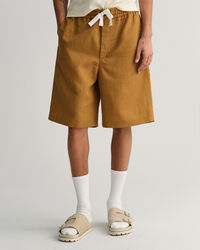 Puuvillapellavasta valmistetut kiristysny&ouml;rilliset shortsit