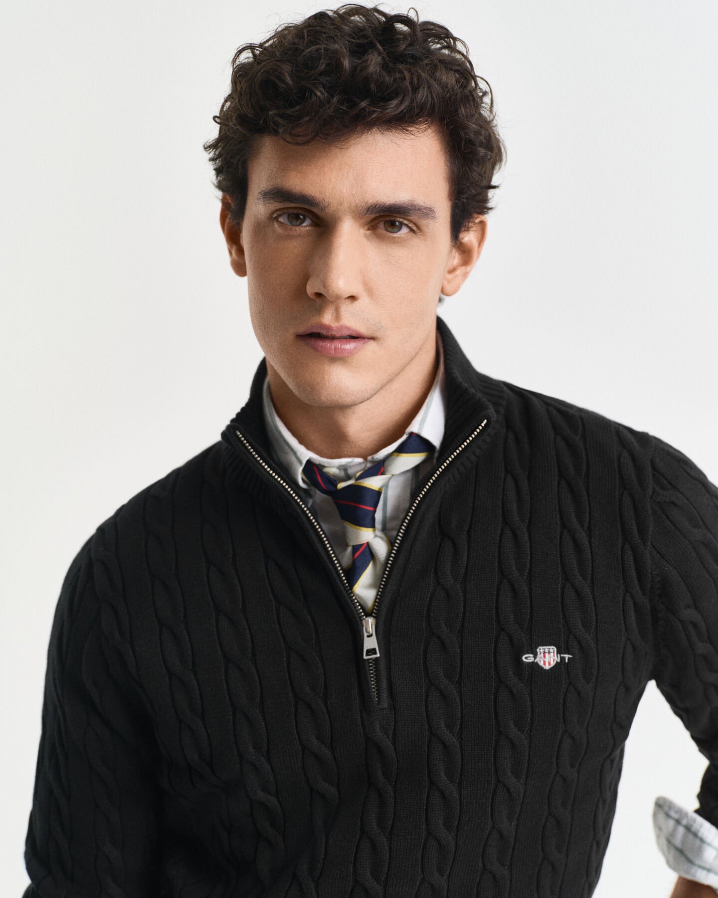 Puuvillainen palmikkoneule, vetoketjukaulus