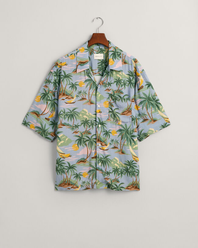 Relaxed fit ‑mitoitettu lyhythihainen Hawaiian Print -paita