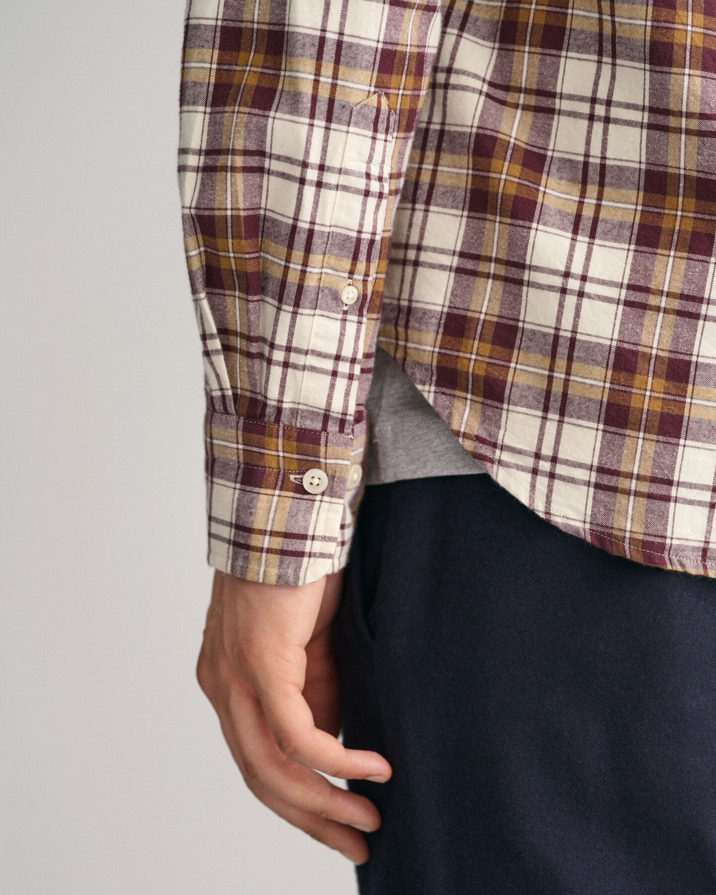 Regular fit ‑mitoitettu ruutupaita harjatusta oxford-kankaasta