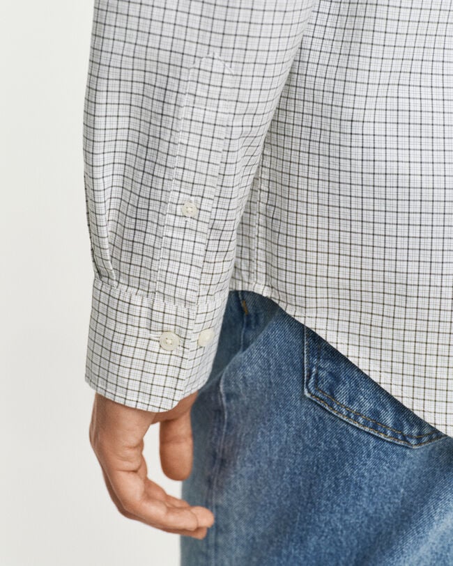 Regular fit ‑mitoitettu klassinen popliiniruutupaita