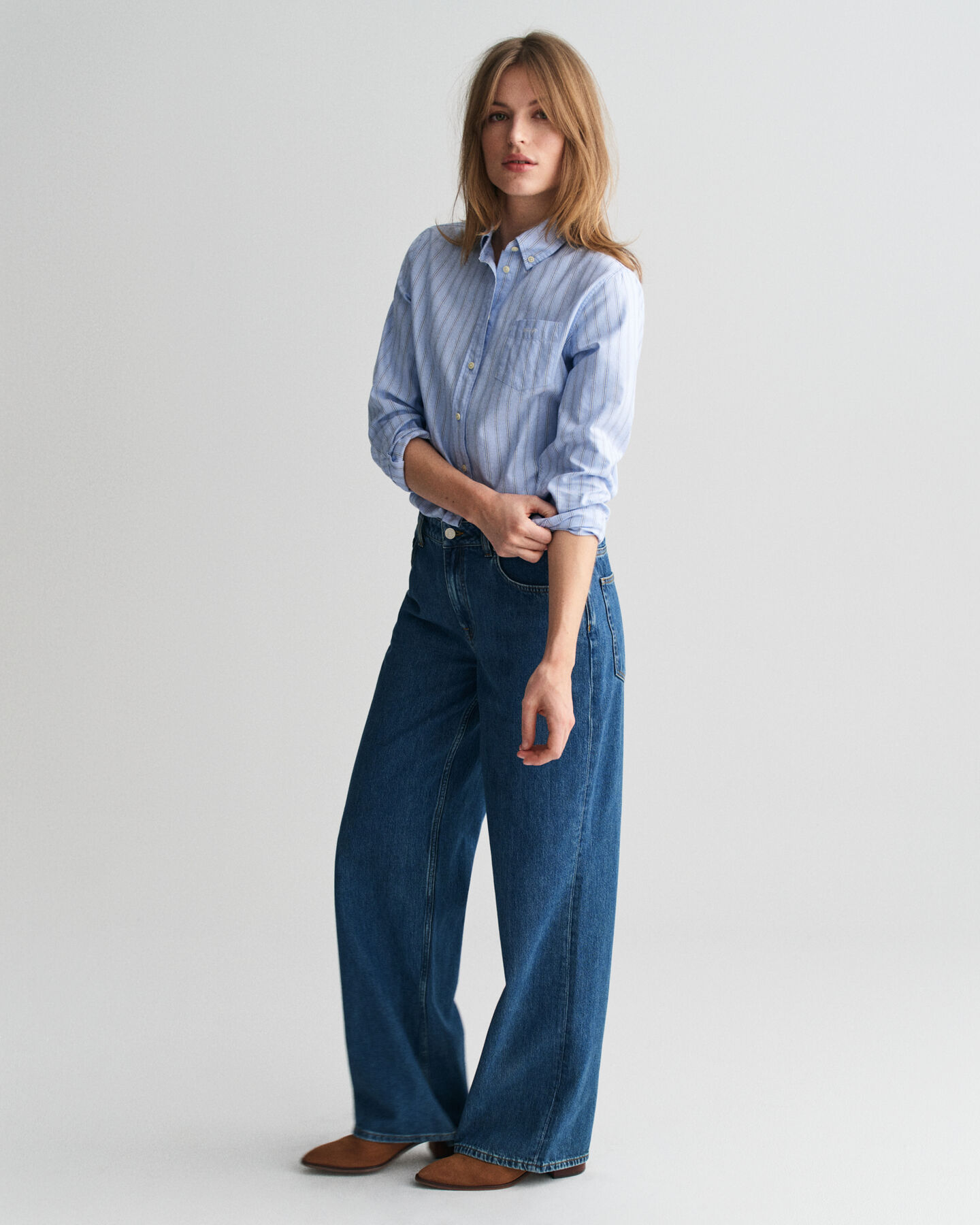 Regular fit ‑mitoitettu raidallinen Archive-oxford-paita