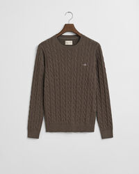 Puuvillainen palmikkoneulepusero, pyöreä pääntie