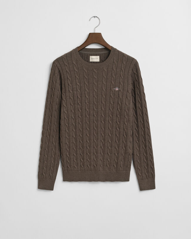 Puuvillainen palmikkoneulepusero, pyöreä pääntie