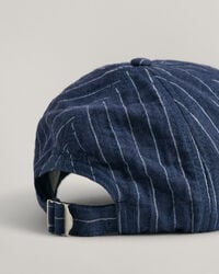 Raidallinen pellavainen lippalakki