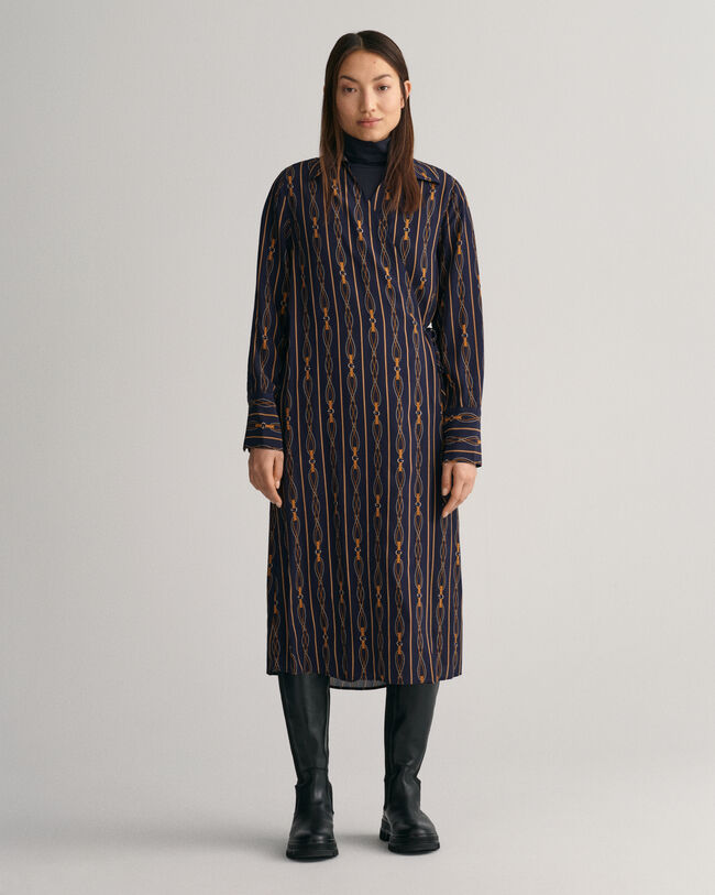 Regular fit ‑mitoitettu raidallinen Rope-kietaisumekko