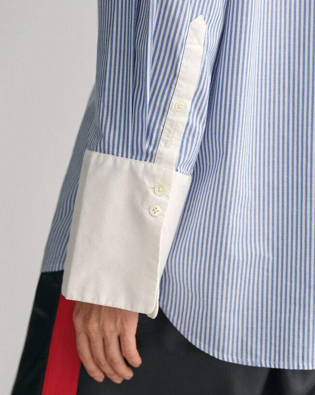 Relaxed&nbsp;fit ‑mitoitettu Contrast Collar ‑raitapaita