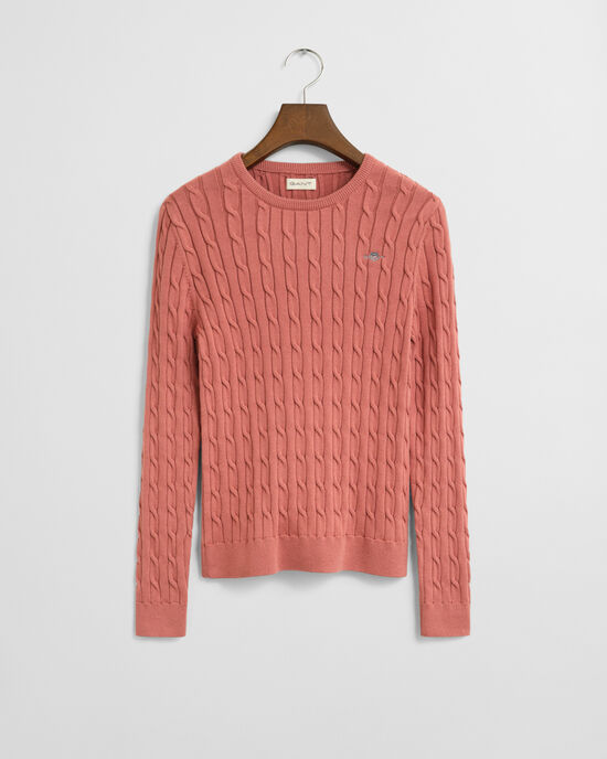 Teen Girls -malliston joustopuuvillainen palmikkoneulepusero, pyöreä pääntie