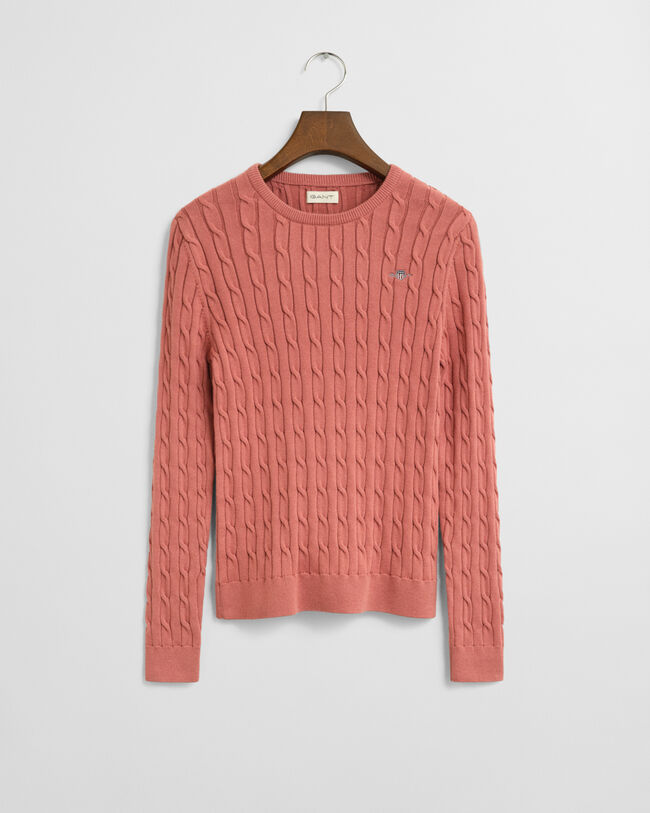 Teen Girls -malliston joustopuuvillainen palmikkoneulepusero, pyöreä pääntie