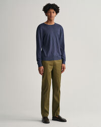 Puuvilla-pellavaneulepusero, jossa py&ouml;re&auml; p&auml;&auml;ntie