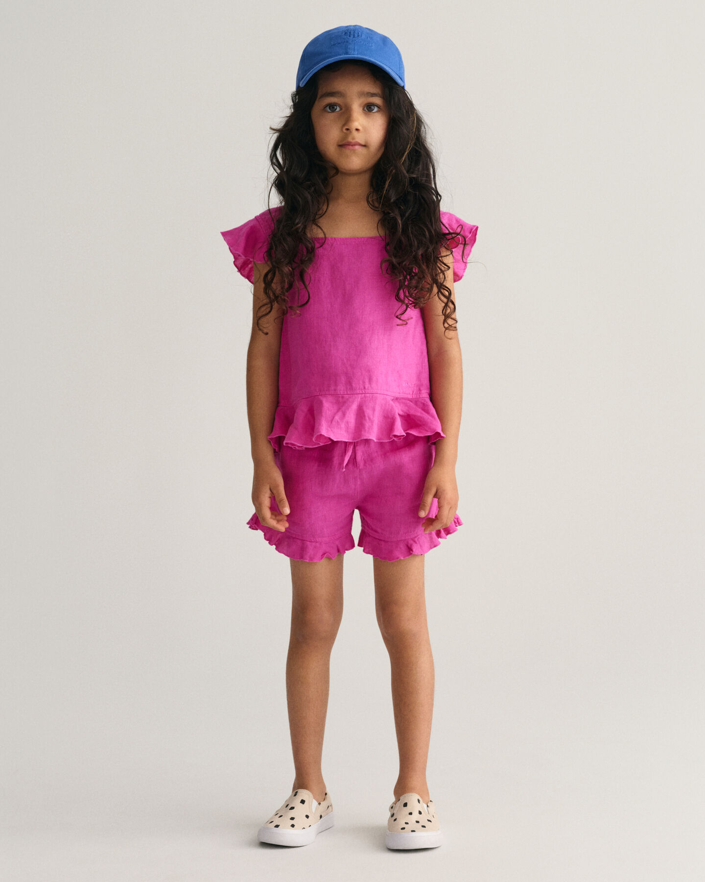 Girls-malliston r&ouml;yhel&ouml;iset pellavashortsit