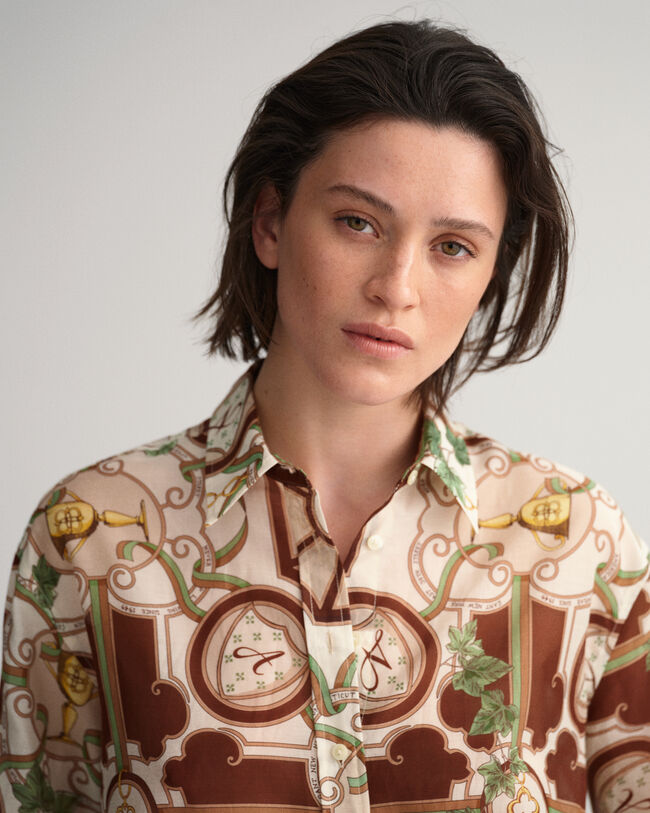 Relaxed fit ‑mitoitettu American Luxe ‑puuvilla-silkkipaita