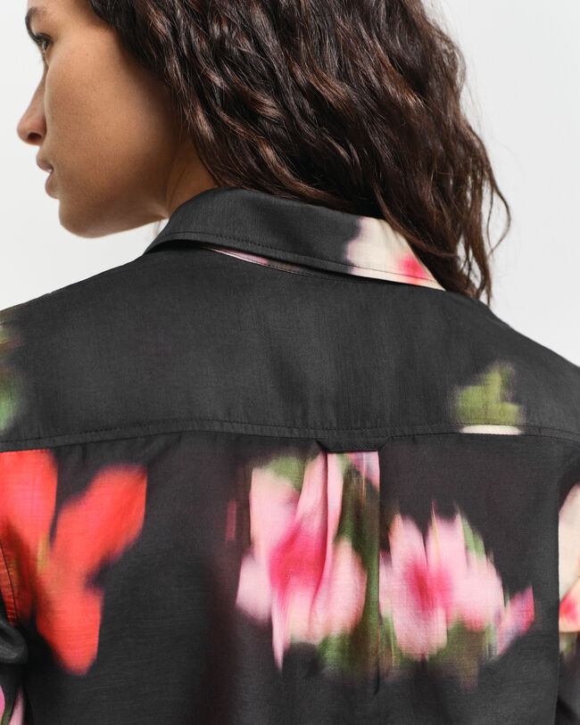 Regular fit ‑mitoitettu kukallinen puuvillasilkkipaita