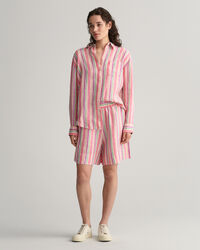 Raidalliset pull-on-pellavashortsit