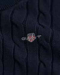 Kids-malliston puuvillainen Shield-palmikkoneulepusero, jossa pyöreä pääntie