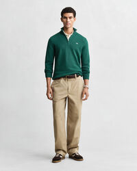 Casual-puuvillaneulepusero puolivetoketjulla