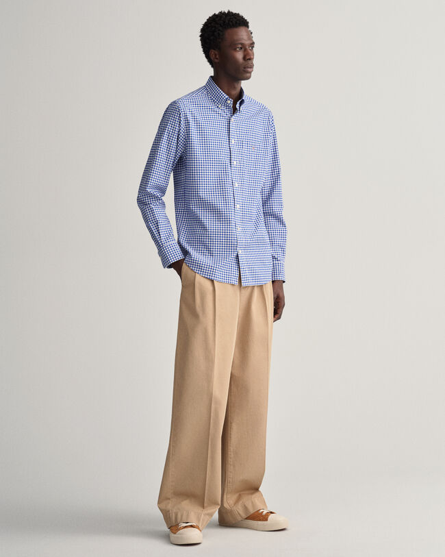 Regular fit ‑mitoitettu gingham-ruutuinen paita broadcloth-kankaasta