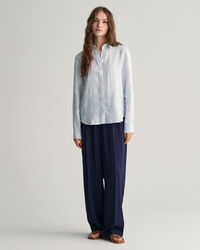 Regular fit ‑mitoitettu pellavainen chambray-paita